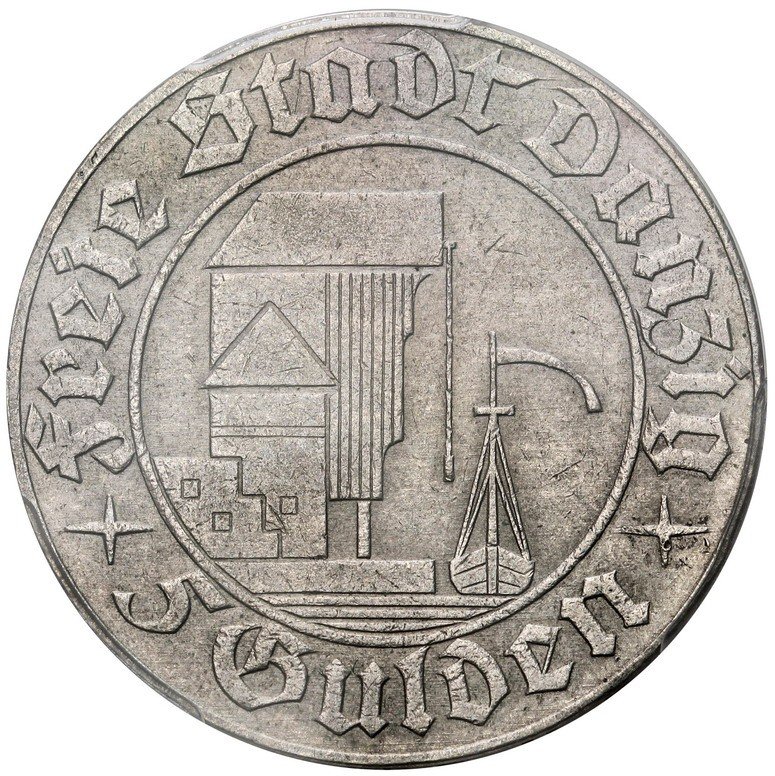 WMG. 5 guldenów 1932 Żuraw, PCGS AU55
